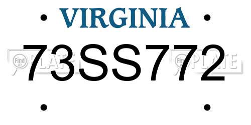 73SS772 Virginia License Plate
