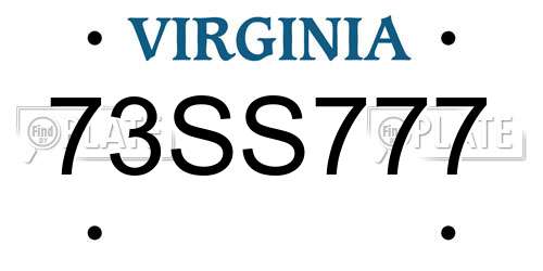 73SS777 Virginia License Plate