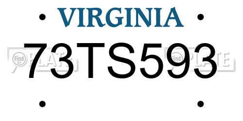 73TS593 Virginia License Plate