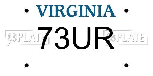 73UR Virginia License Plate