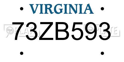 73ZB593 Virginia License Plate