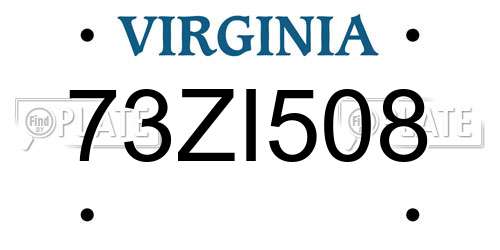 73ZI508 Virginia License Plate