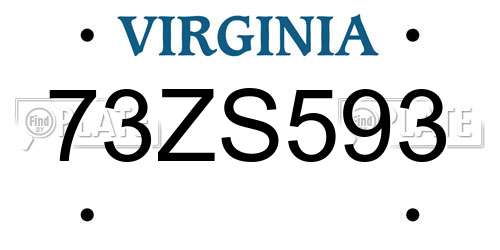 73ZS593 Virginia License Plate