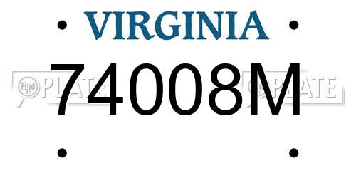 74008M Virginia License Plate