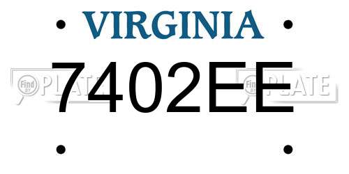 7402EE Virginia License Plate