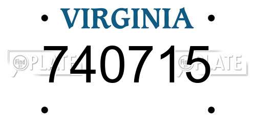 740715 Virginia License Plate