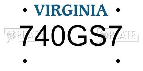 740GS7 Virginia License Plate