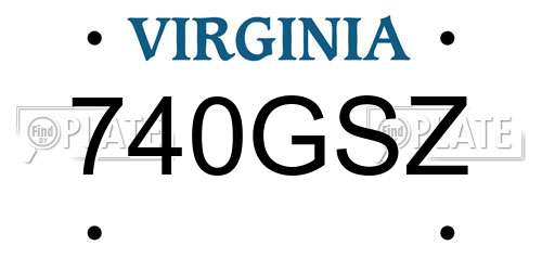 740GSZ Virginia License Plate