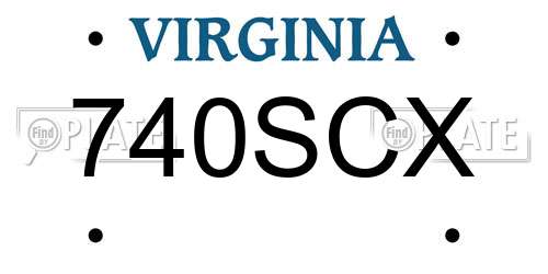 740SCX Virginia License Plate