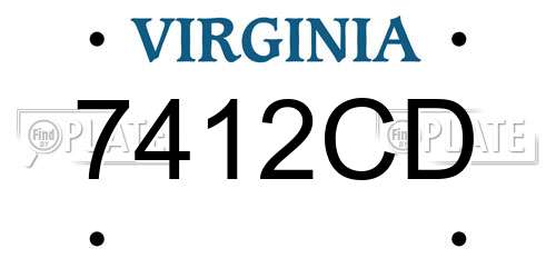 7412CD Virginia License Plate