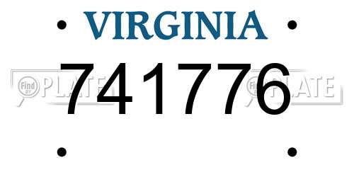 741776 Virginia License Plate