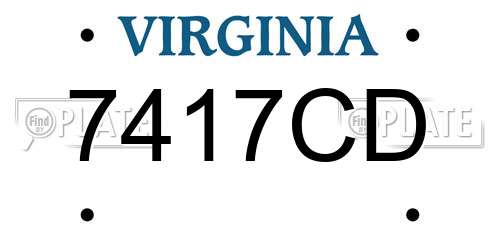 7417CD Virginia License Plate