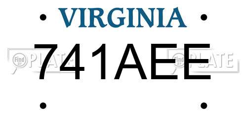 741AEE Virginia License Plate