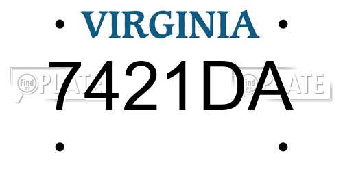 7421DA Virginia License Plate