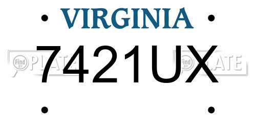 7421UX Virginia License Plate