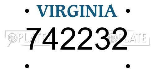 742232 Virginia License Plate