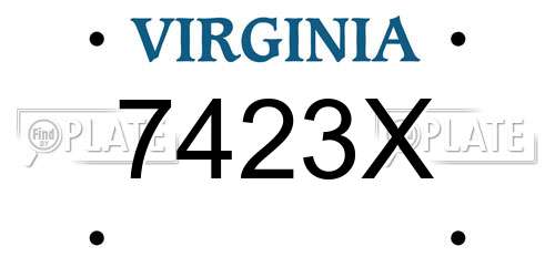 7423X Virginia License Plate