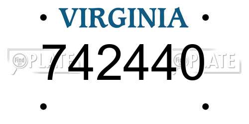 742440 Virginia License Plate