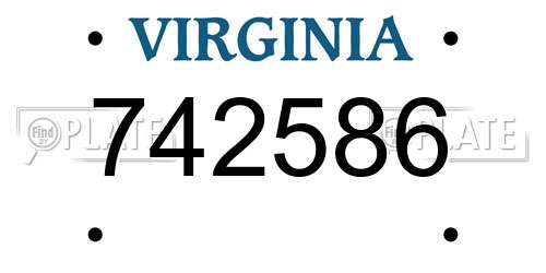 742586 Virginia License Plate