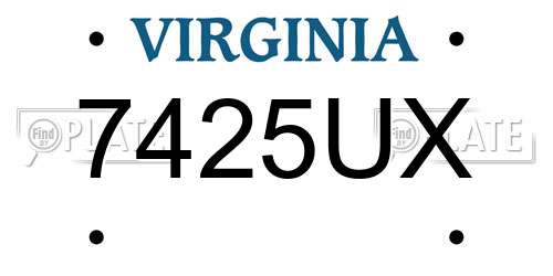 7425UX Virginia License Plate