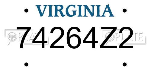 74264Z2 Virginia License Plate