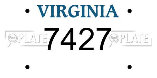 7427 Virginia License Plate