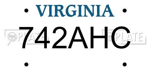 742AHC Virginia License Plate