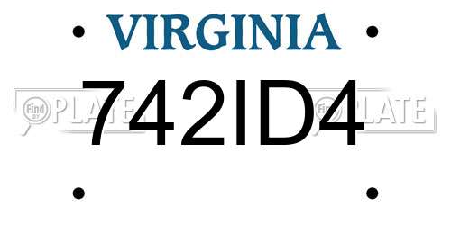 742ID4 Virginia License Plate