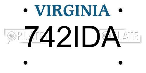 742IDA Virginia License Plate