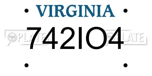 742IO4 Virginia License Plate