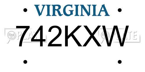 742KXW Virginia License Plate