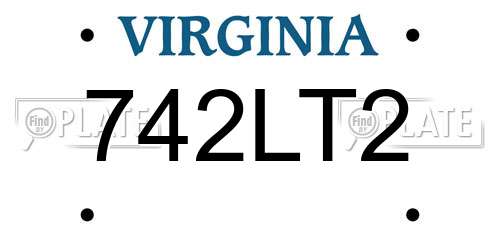 742LT2 Virginia License Plate