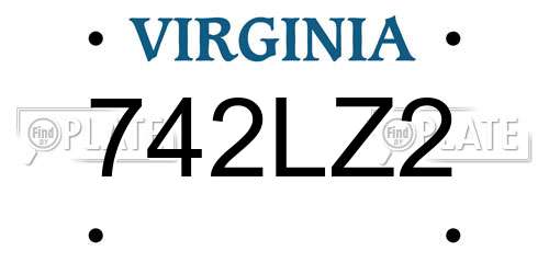 742LZ2 Virginia License Plate