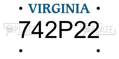 742P22 Virginia License Plate