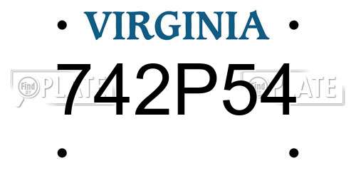 742P54 Virginia License Plate