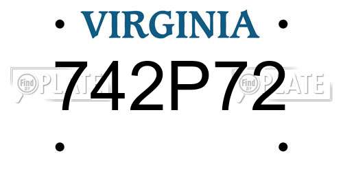 742P72 Virginia License Plate