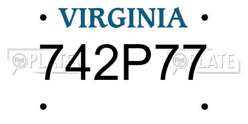 742P77 Virginia License Plate