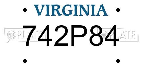 742P84 Virginia License Plate