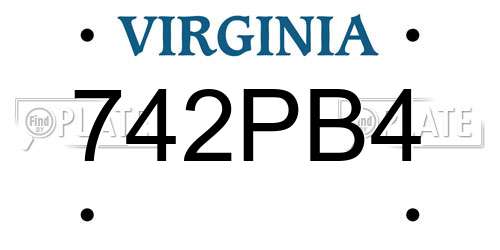 742PB4 Virginia License Plate