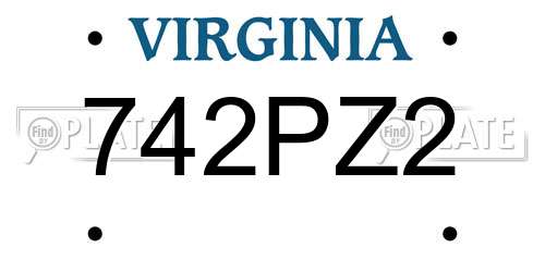 742PZ2 Virginia License Plate