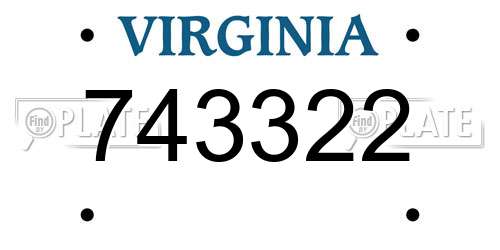 743322 Virginia License Plate