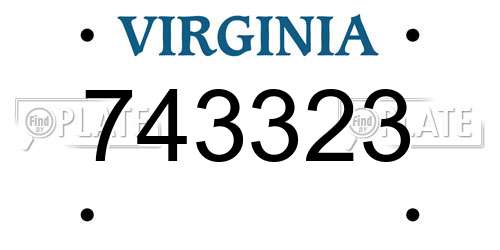 743323 Virginia License Plate