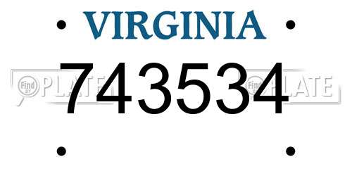 743534 Virginia License Plate