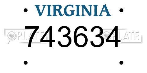 743634 Virginia License Plate