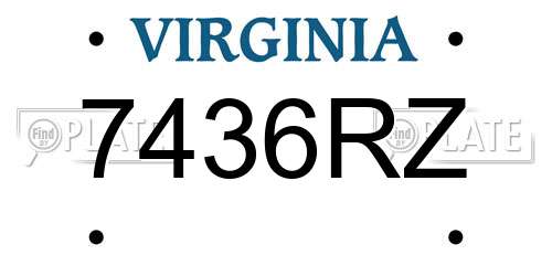 7436RZ Virginia License Plate