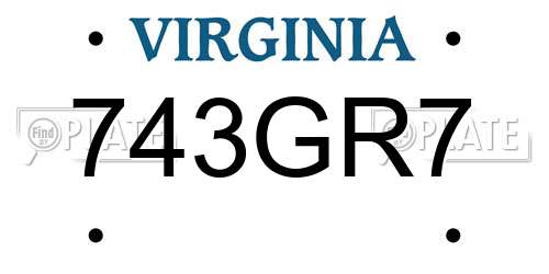 743GR7 Virginia License Plate