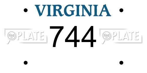 744 Virginia License Plate