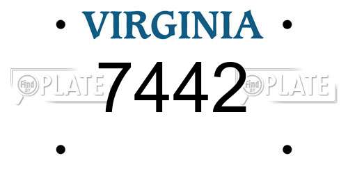 7442 Virginia License Plate
