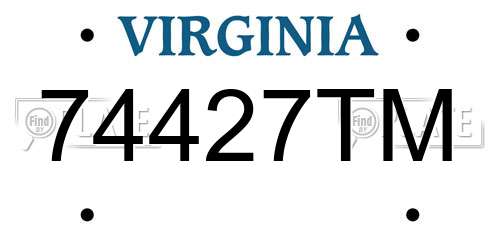 74427TM Virginia License Plate