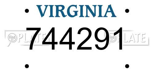 744291 Virginia License Plate